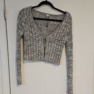 Womens Small Cropped Cardigan Soft Gray Garage Long Sleeve NWOT